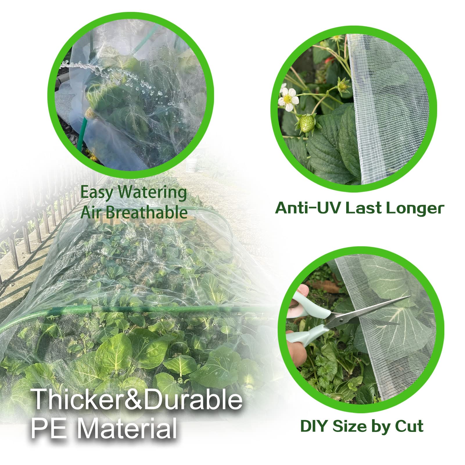 YFFSIDMY Greenhouse/row-cover mesh provides light and air while protecting plants.
