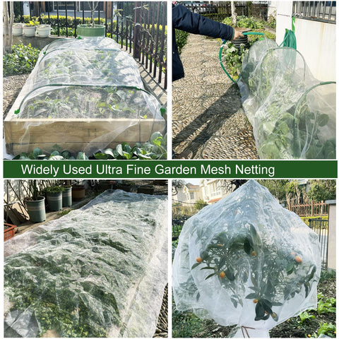 YFFSIDMY Raised-bed protection netting shields vegetables from birds and rodents.