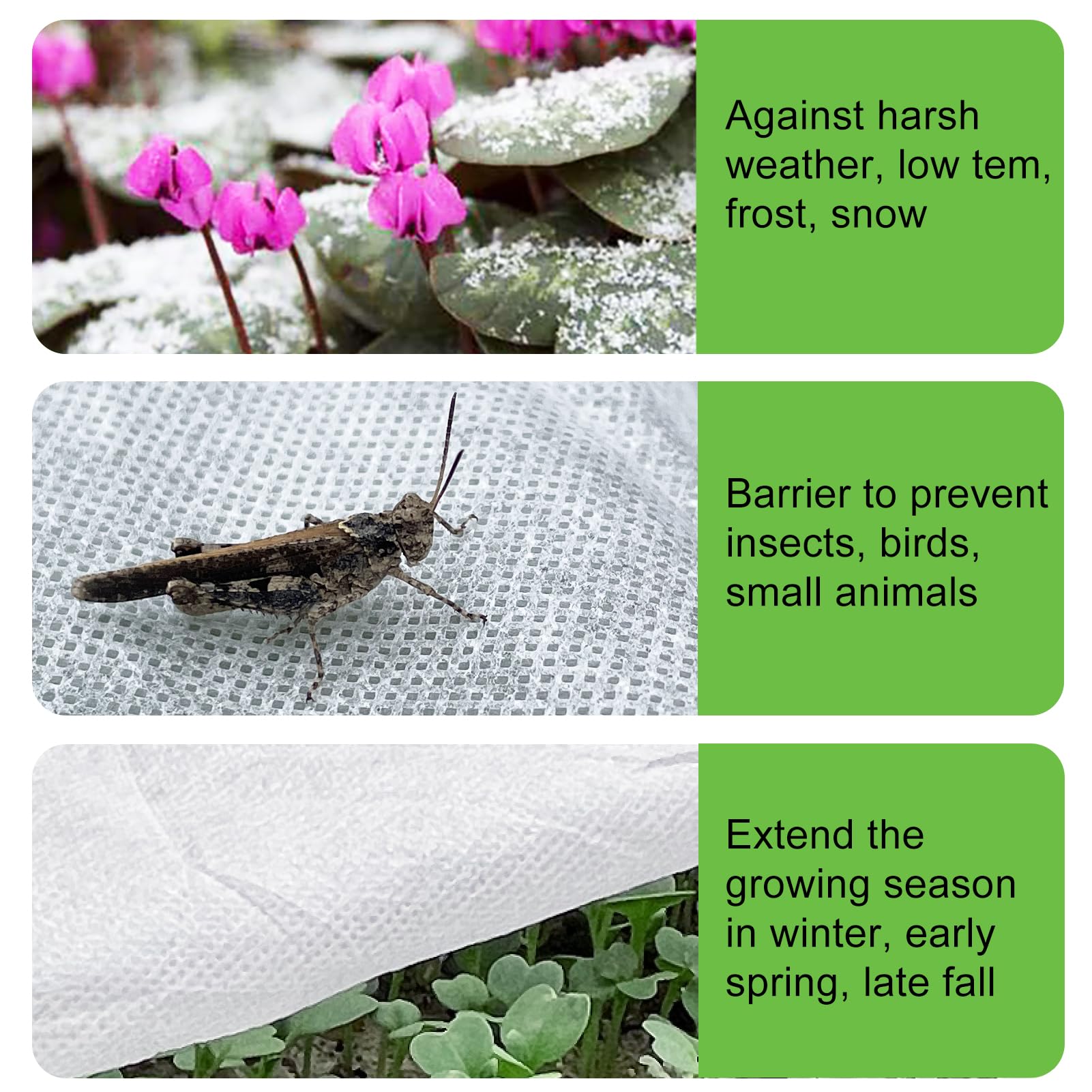 YFFSIDMY frost cloth protects seedlings while allowing light and air to reach roots.