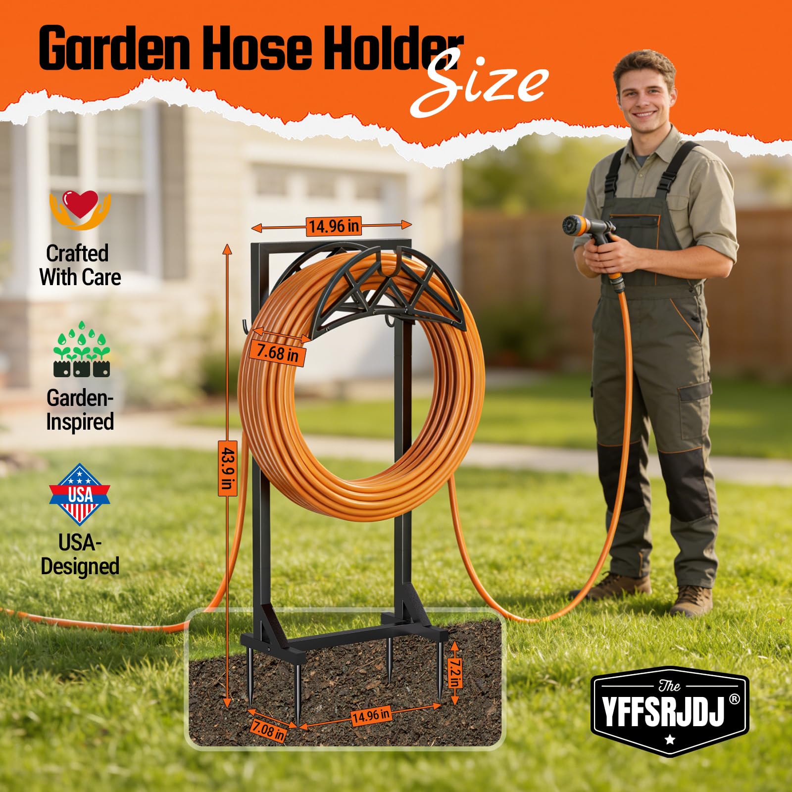 YFFSRJDJ garden hose holder holds up to 150 ft hose for tidy storage