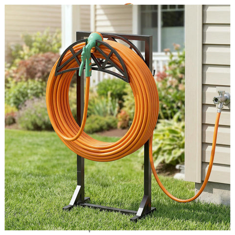 YFFSRJDJ garden hose holder with stable triangular base for secure outdoor use