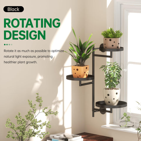 YFFSRJDJ rotating window plant shelf side view highlighting durable all-metal frame.