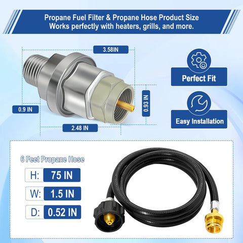 YFLWGFDA filter and hose fit most portable heaters for reliable warmth.