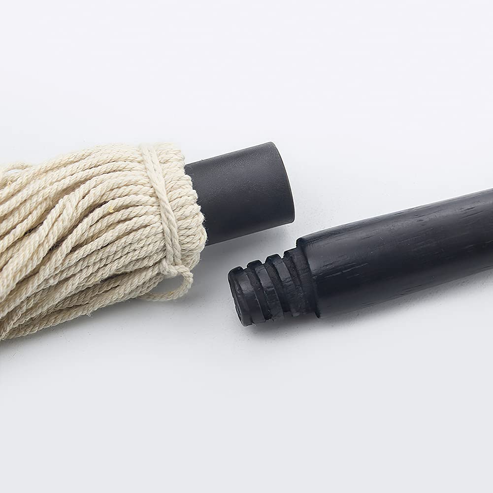 YFWOOD Grill Basting Mop with black wooden handle provides a sturdy, comfortable grip.