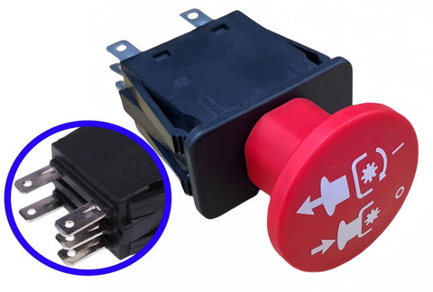 YFZS Delta PTO Switch, 2-position top view, easy installation for compatible mowers.