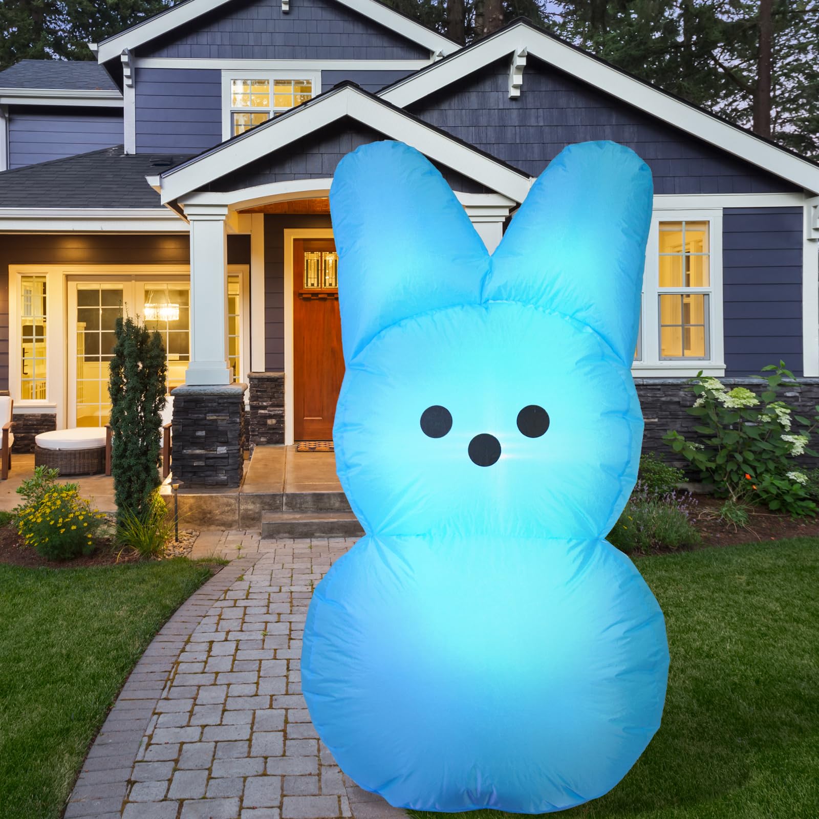 YGCTBVY Easter inflatable bunny blue close-up lights highlight nighttime visibility