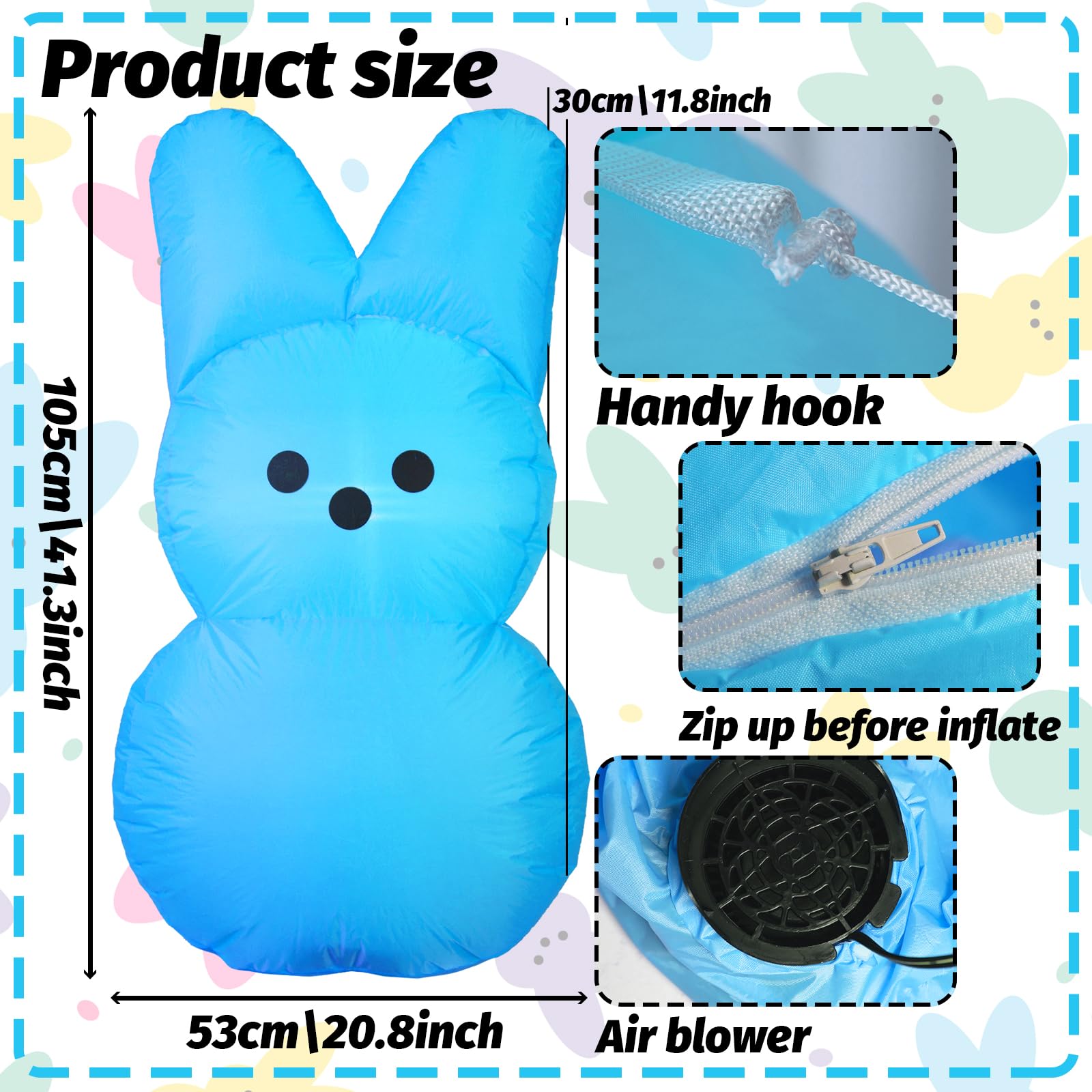 YGCTBVY Easter inflatable bunny blue gift packaging ideal for gifting decor