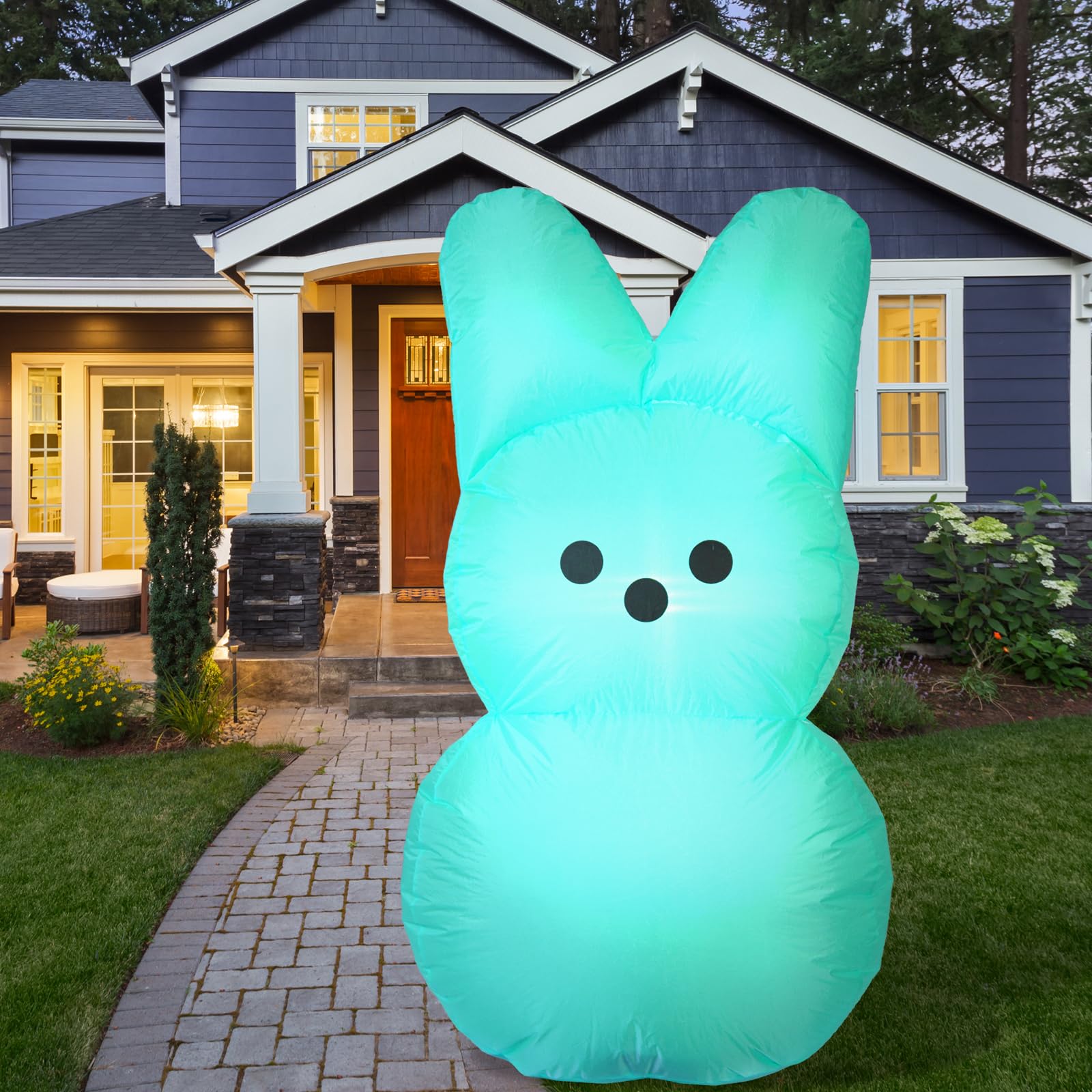 YGCTBVY Easter Bunny yard decor with built-in lights adds nighttime visibility.
