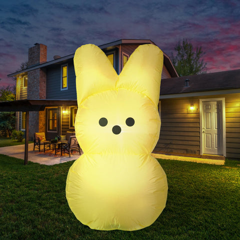 YGCTBVY Easter Bunny inflatable front view with bright colors for outdoor welcome decor.