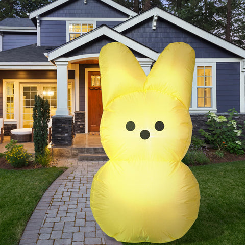 YGCTBVY Easter Bunny inflatable at night lights up the yard with built in illumination.