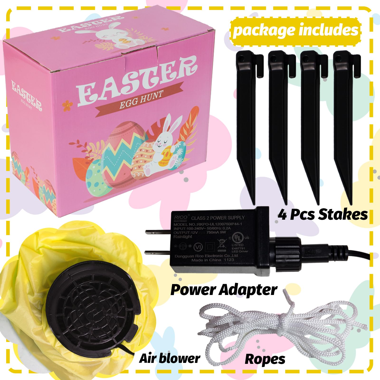 YGCTBVY Easter Bunny inflatable packaged in a gift box for Easter gifting.