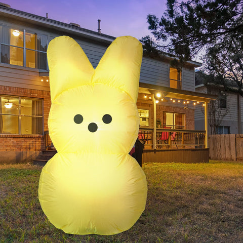YGCTBVY Easter Bunny inflatable with stakes and ropes for secure outdoor setup.