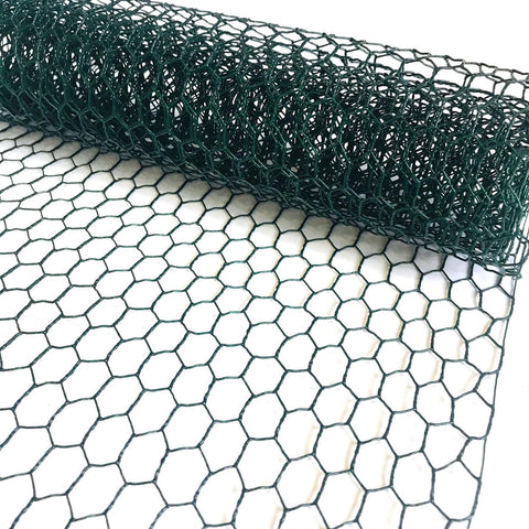 YGGlDUOl chicken wire panel in green PVC coating for durable garden borders