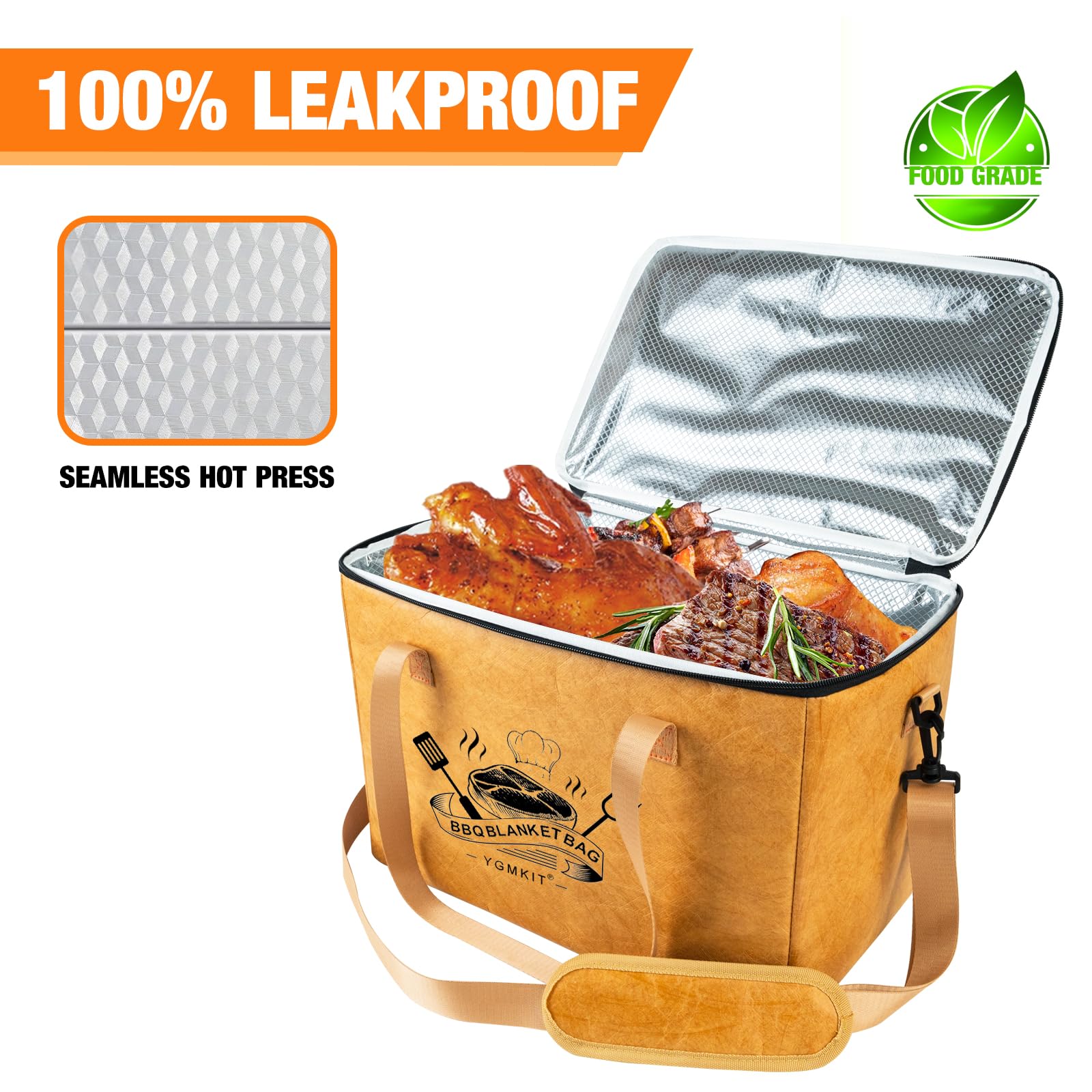 YGMkit triple-layer insulation bag showing durable warmth and leak-free interior.