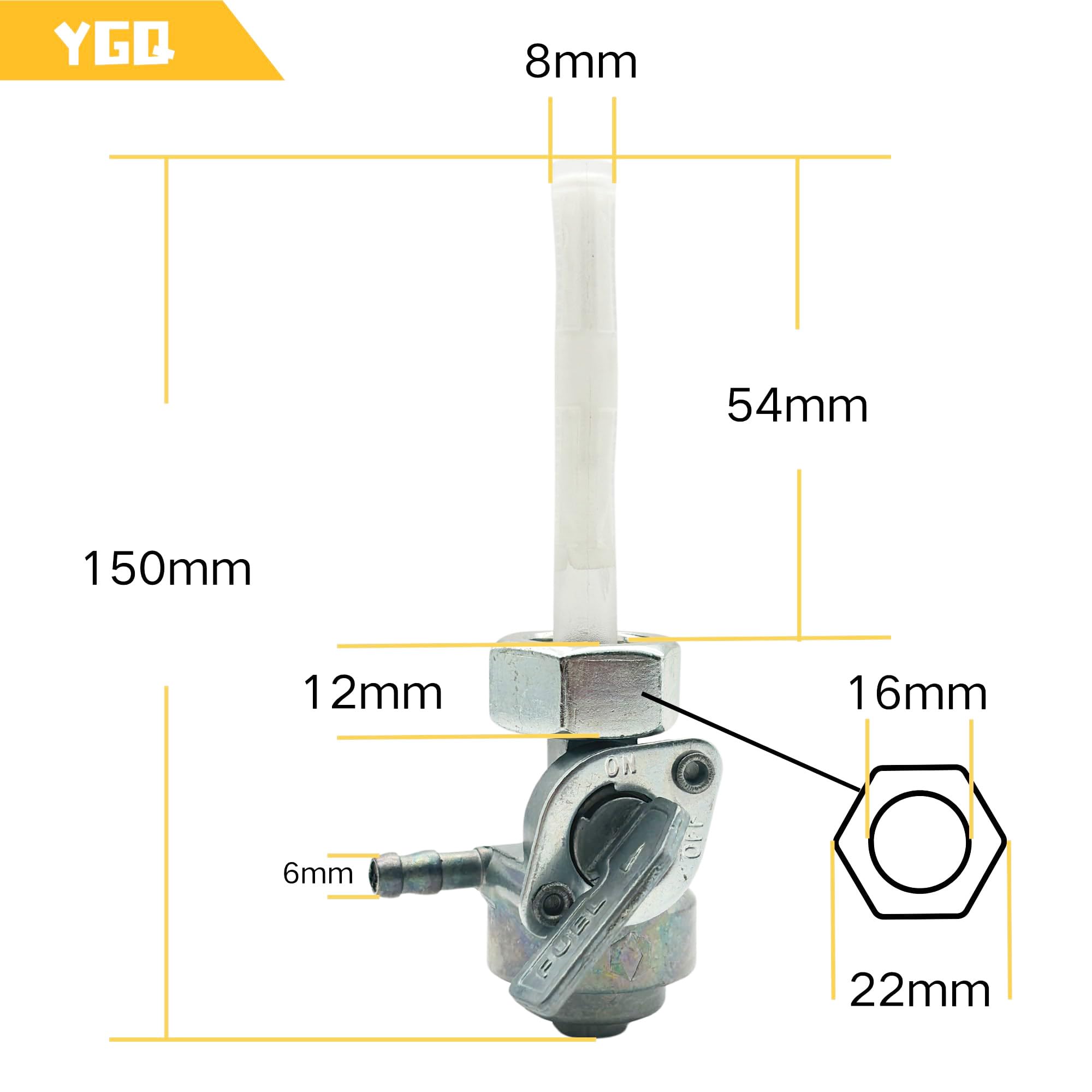 YGQ 30 cm fuel line enables easy routing and secure connections.