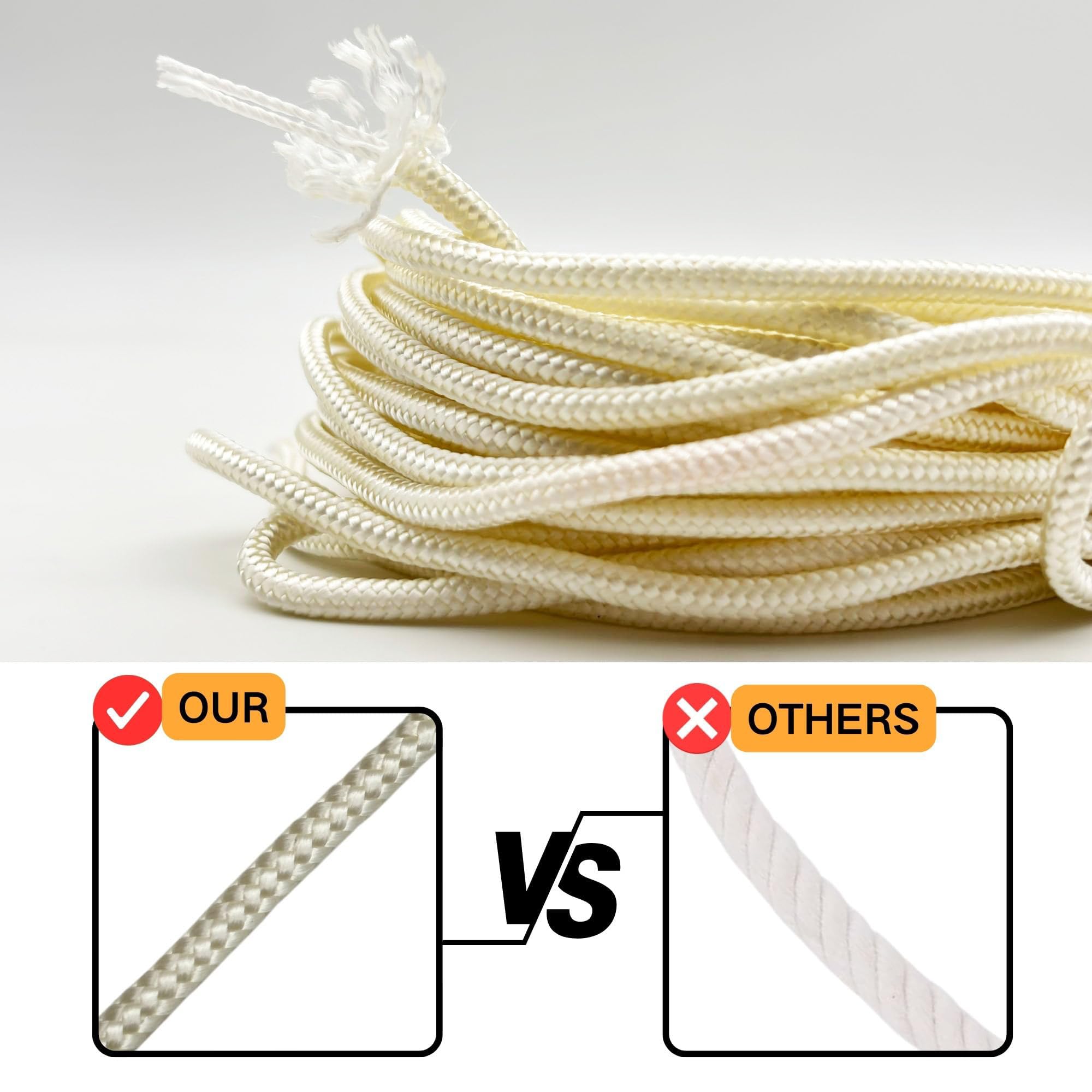 YGQ braided recoil rope, 12m, suitable for weed eaters and leaf blowers.