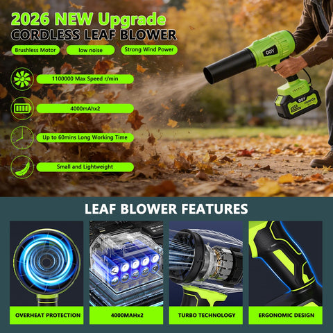 YGQ dual battery pack offers extended cordless runtime for large yards.