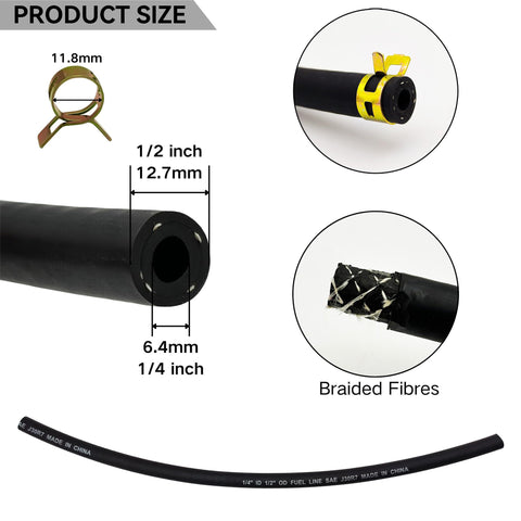 YGQ fuel line with four clamps ensures secure connections during setup.