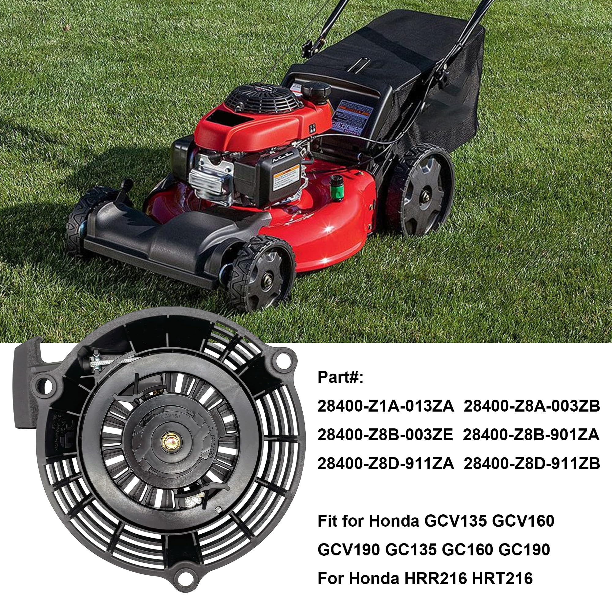 YGQ GCV160 pull-cord detail highlights durable rope and wear resistance.
