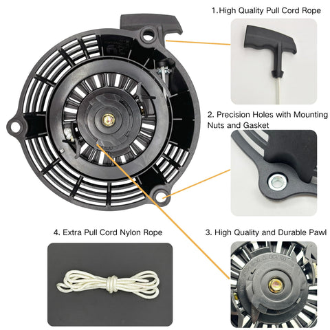 YGQ GCV160 recoil starter inside-mount demonstrates secure fit for multiple models.