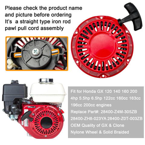 YGQ package contents include starter, rope, and screws for straightforward replacement.