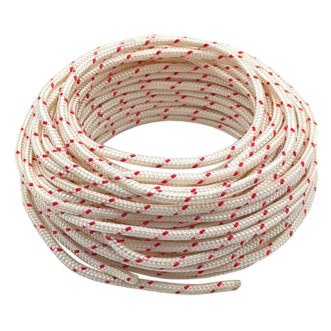 YGQ pull cord starter rope (12m) showing durable braided nylon for mower replacement.