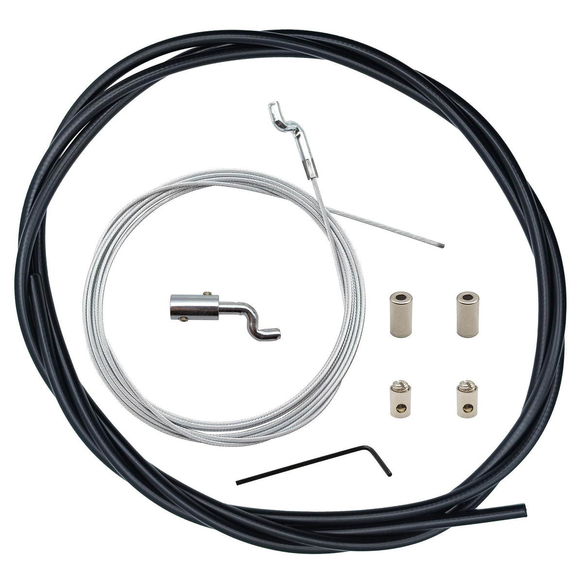 YGQ universal throttle cable repair kit in use on a lawn mower for DIY maintenance.