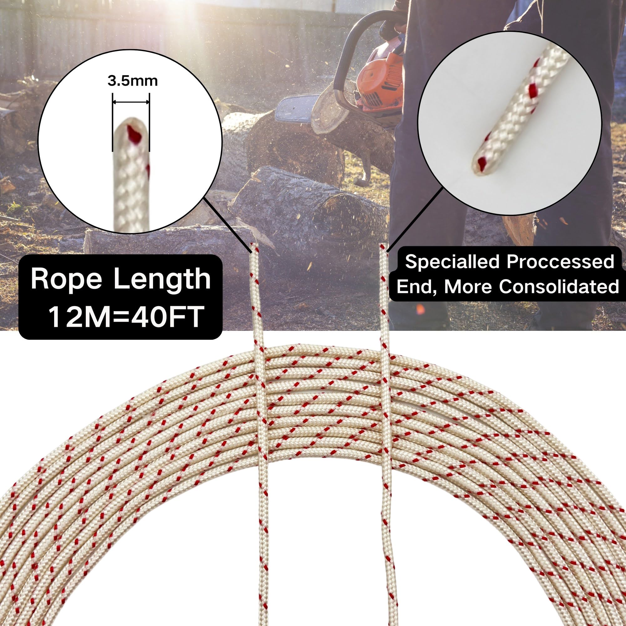 YGQ replacement rope on a walk-behind mower demonstrating compatibility.
