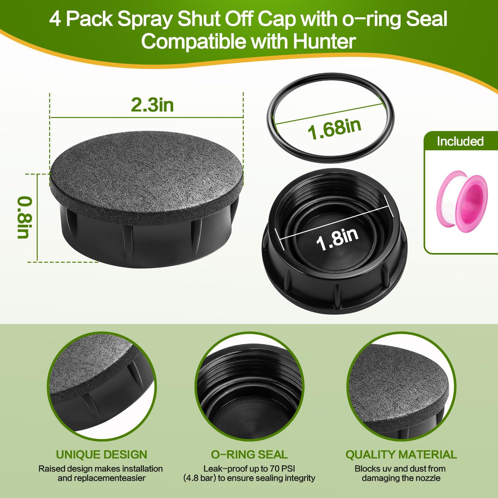YGUAYINGC cap with O-ring seal improving leak prevention for Hunter Pro spray head