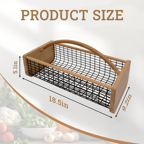 YHAOZE harvest basket featuring ergonomic wooden handle for comfortable carrying