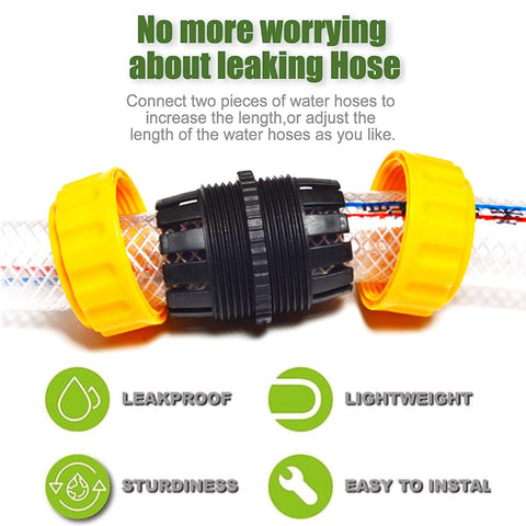 YHIBNE adapter for 3/4 to 5/8 inch hoses enables seamless extension.