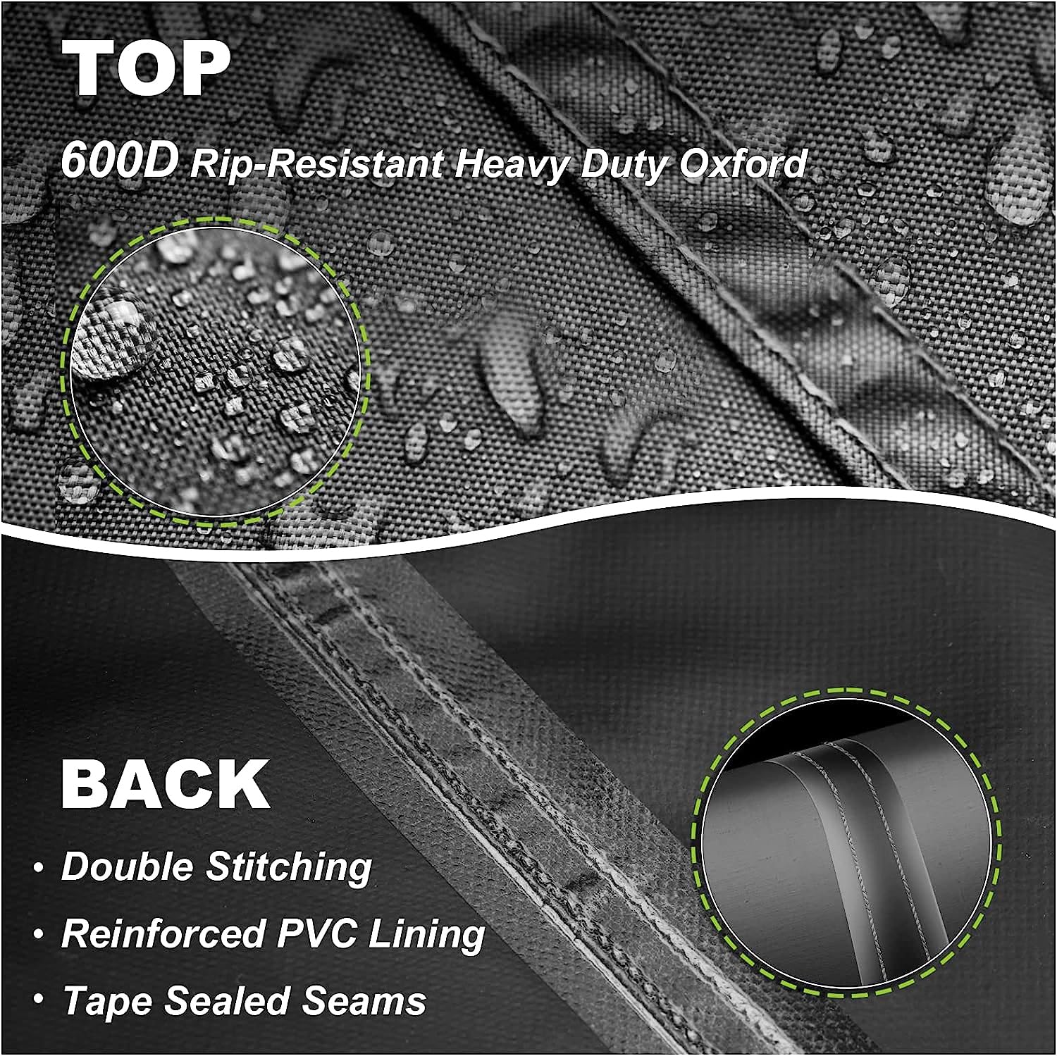YHINGG 600D waterproof fabric shields swing from rain and snow.