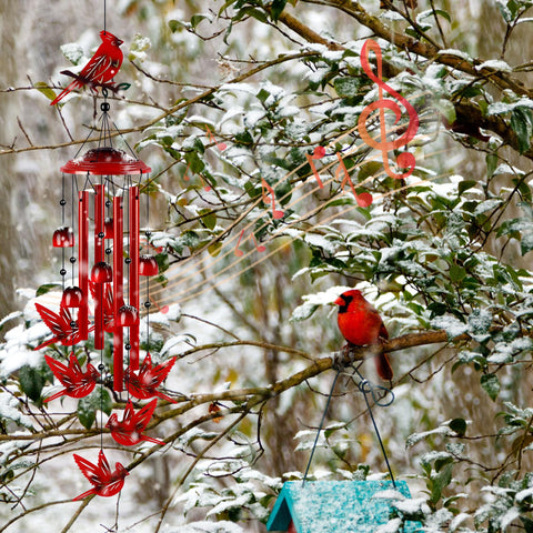 YHmall Cardinal Wind Chimes hook design makes hanging easy