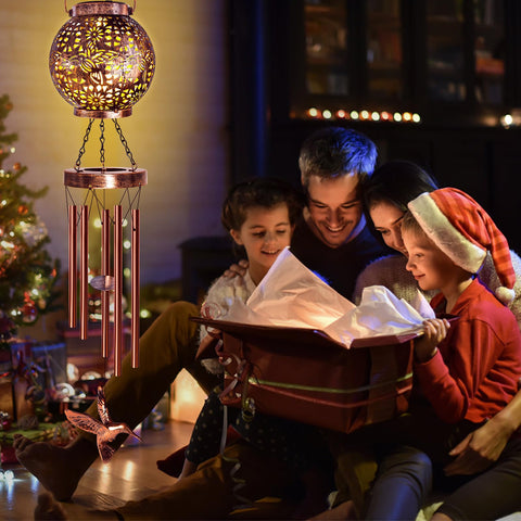 YHmall solar night-light windchimes glow after sunset with energy-efficient lighting.