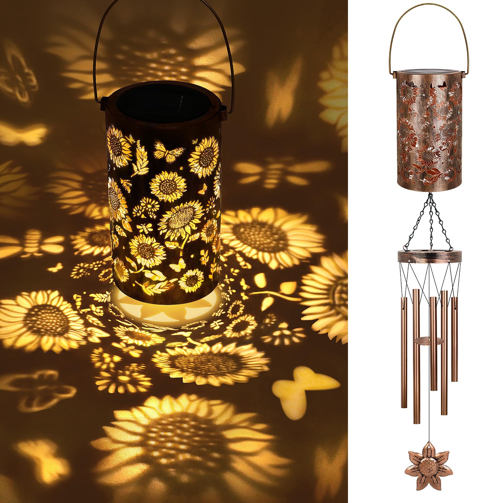 YHmall solar wind chimes outdoor 35-inch silhouette for serene garden vibes.