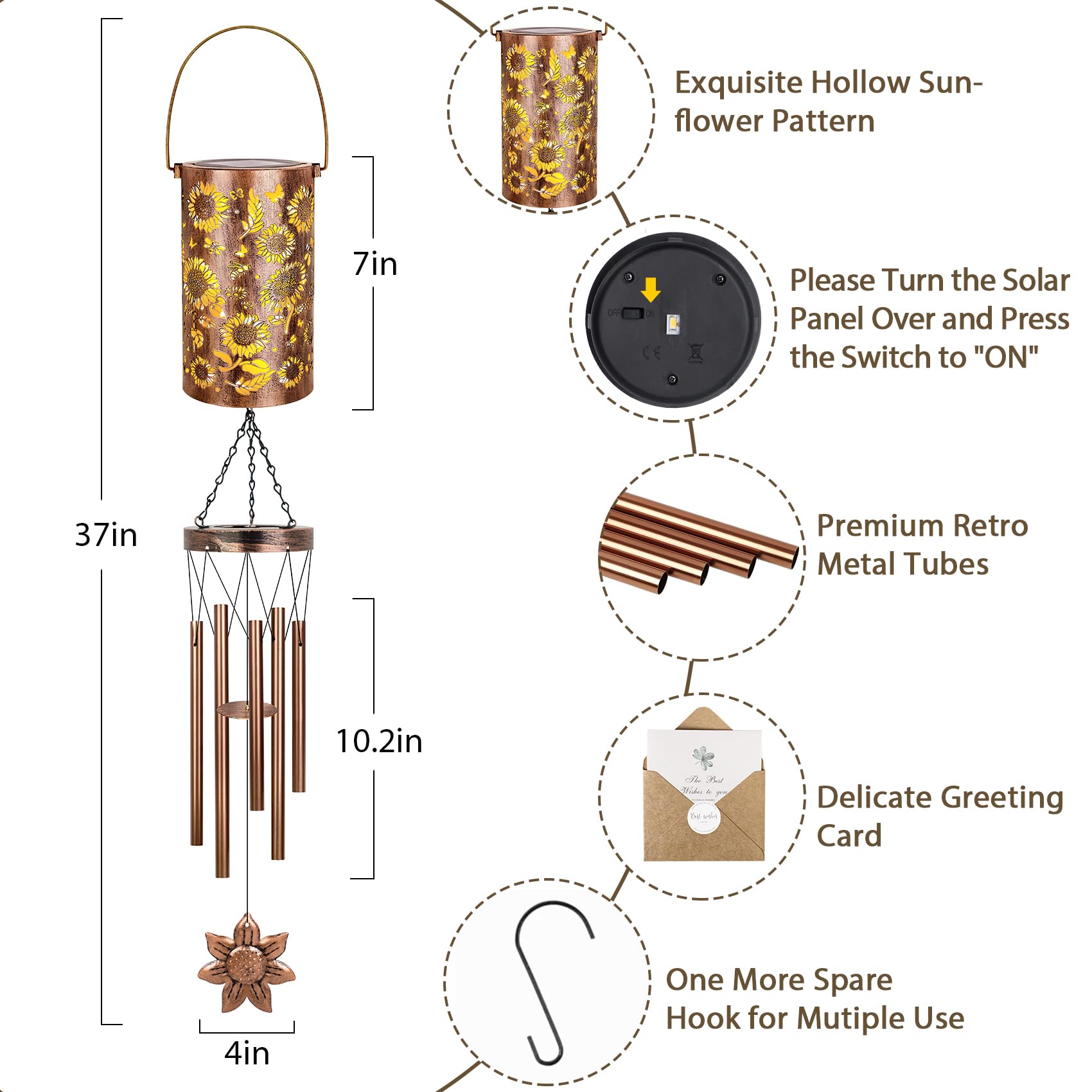 YHmall sunflower garden decor wind chimes add charm and thoughtful gifting.