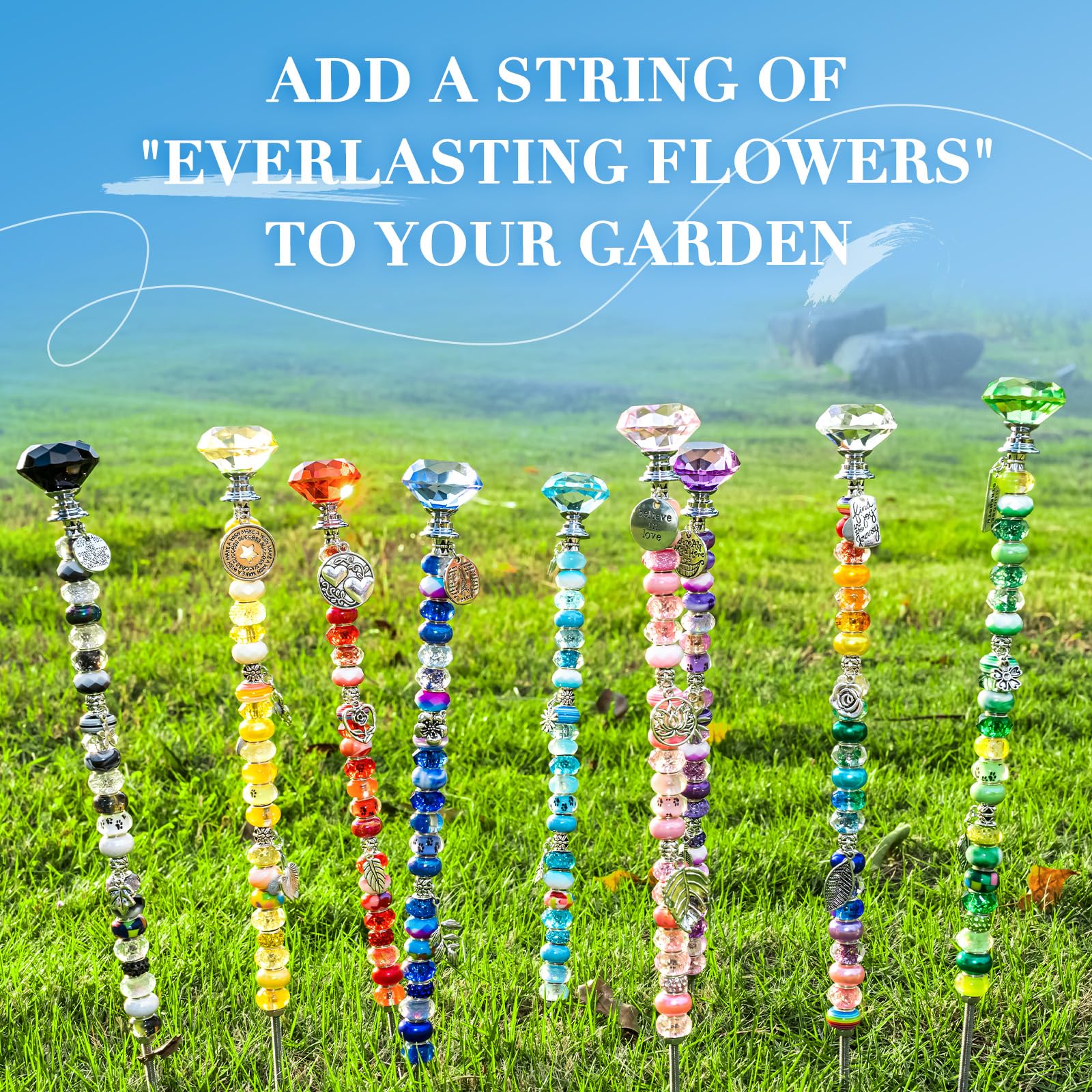 YHMQDU large-hole beads make easy, customizable garden decorations for seasonal displays.