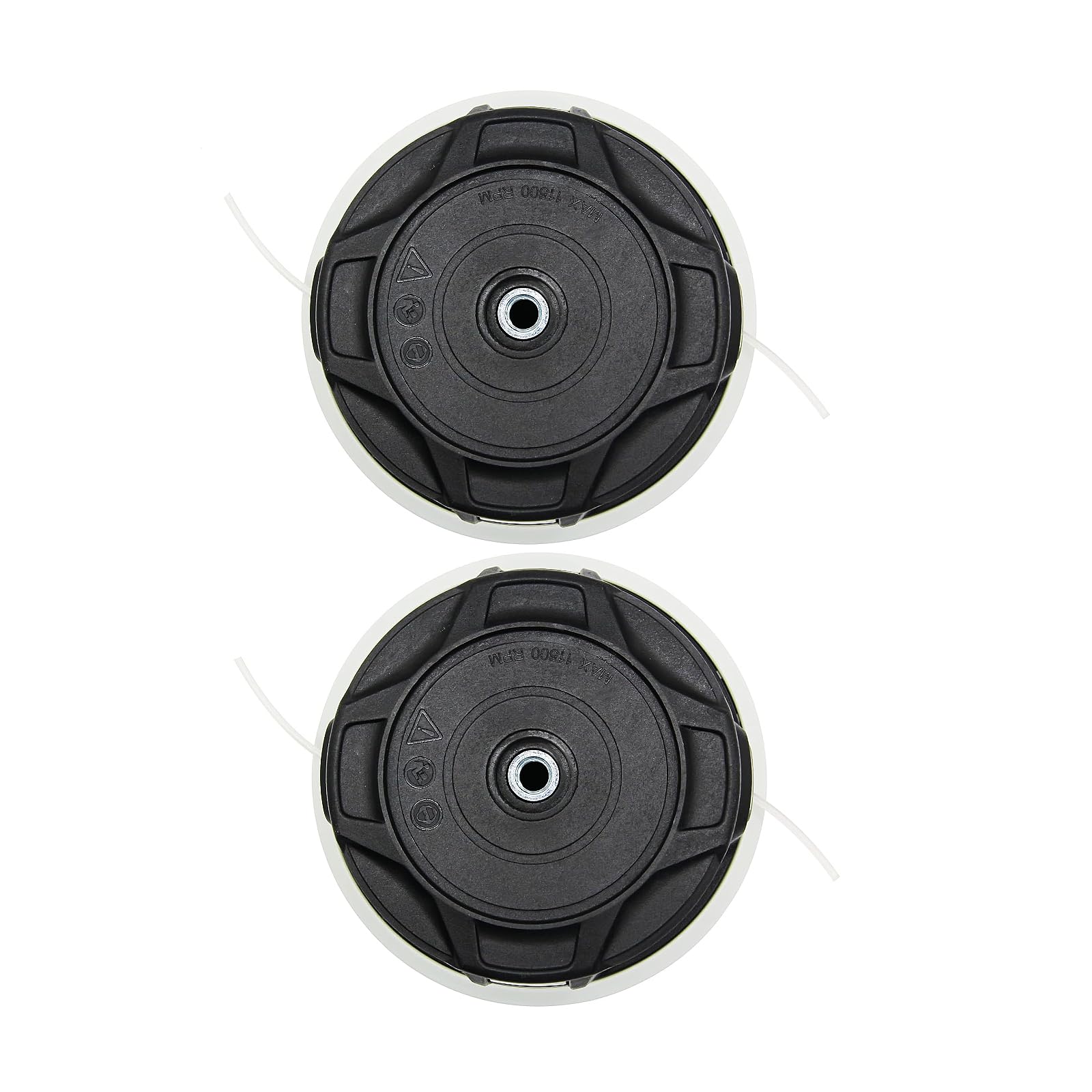 YHOPARTS C26-2 trimmer head on Stihl FS56 close-up showing dual-line bump-feed for efficiency.