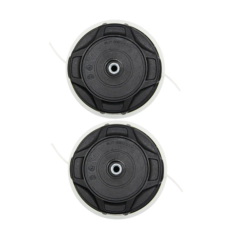 YHOPARTS C26-2 trimmer head on Stihl FS56 close-up showing dual-line bump-feed for efficiency.