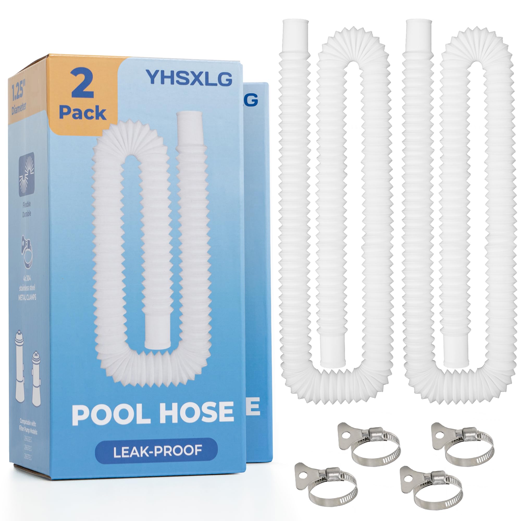 YHSXLG pool hose with 50-inch length for extended reach during pump setup.