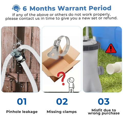 YHSXLG pool hose includes four metal clamps for secure installation.