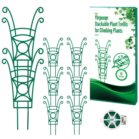 Yhtpouqe 8-pack trellis for potted plants provides sturdy climbing support