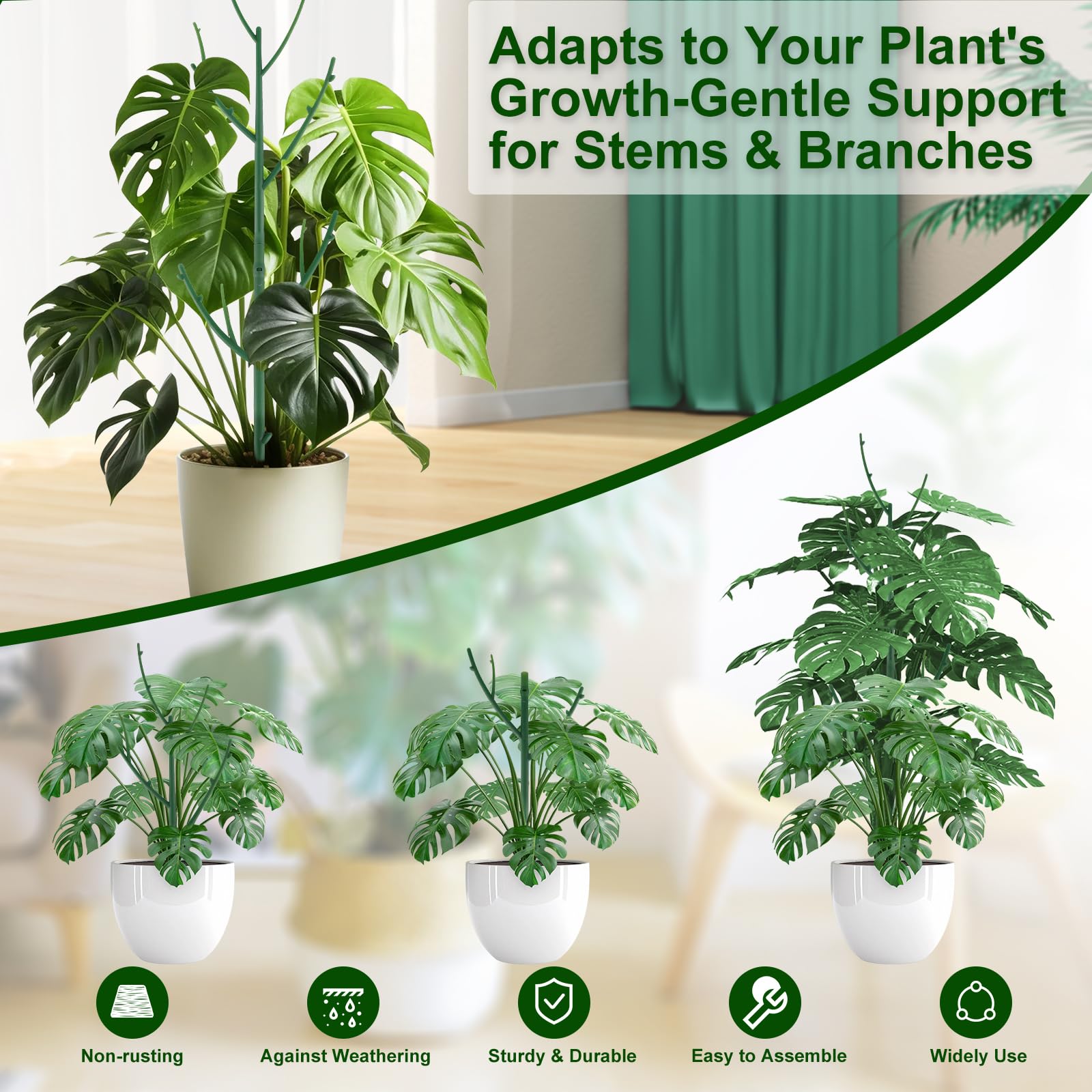 Yhtpouqe green indoor-outdoor plant support blends with foliage for discreet training.