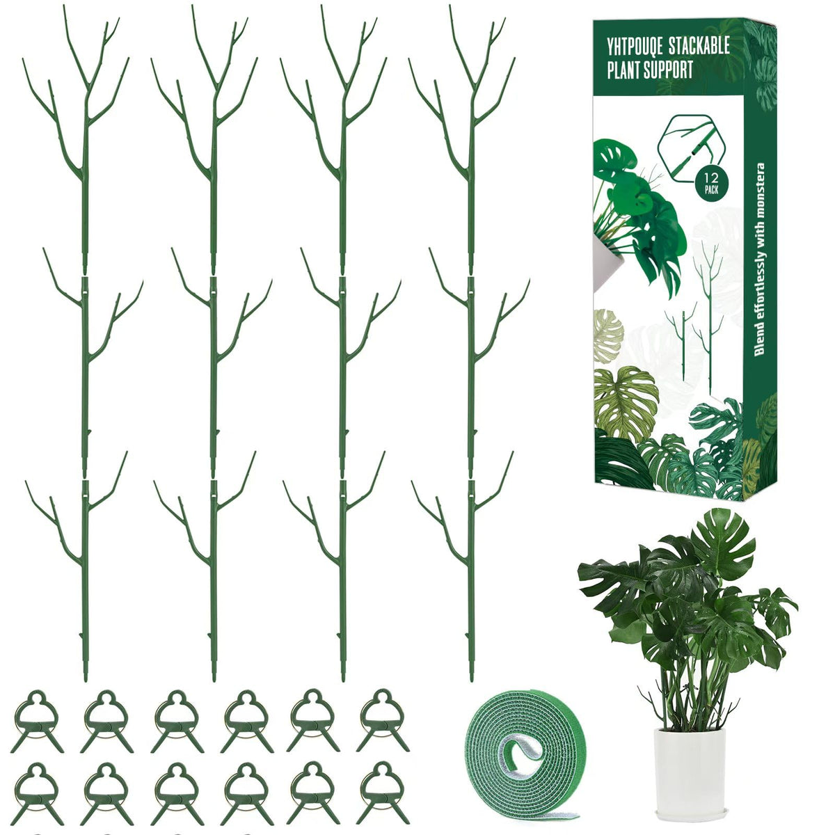 Yhtpouqe plant stake with 39.37 inch extension supports climbing plants.