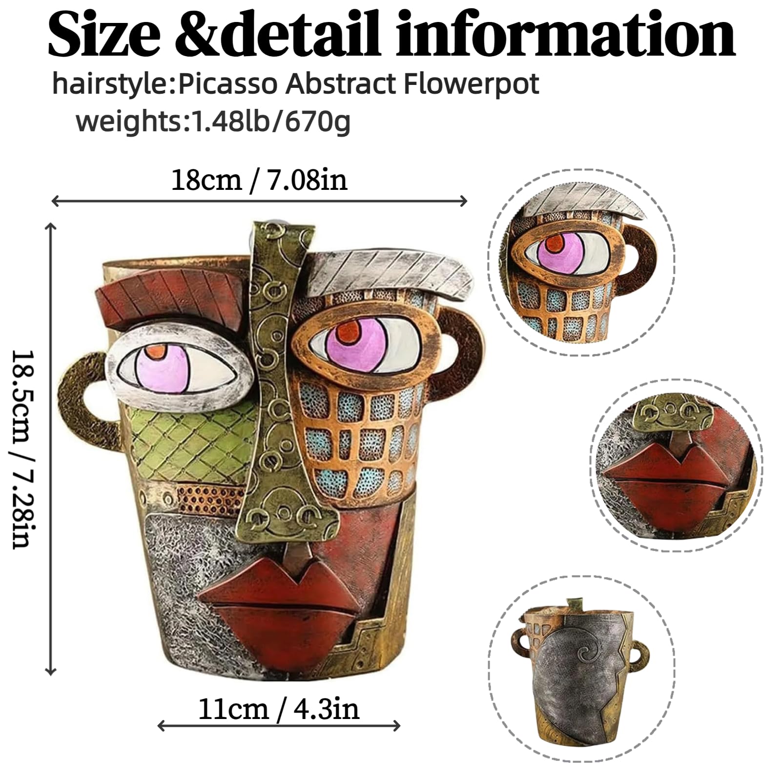 Yhupl colorful resin planter features a human-face design for bold decor