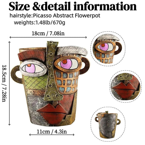 Yhupl colorful resin planter features a human-face design for bold decor