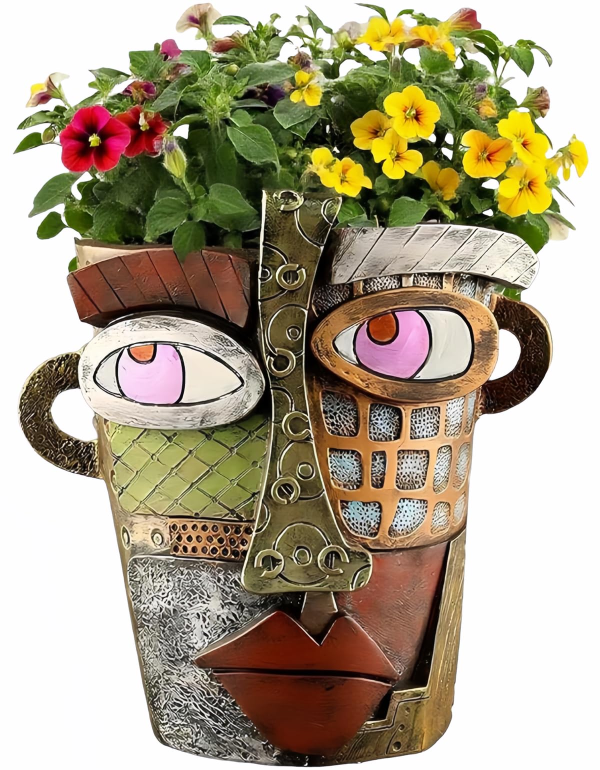 Yhupl Picasso abstract face planter with drainage holes for healthier roots