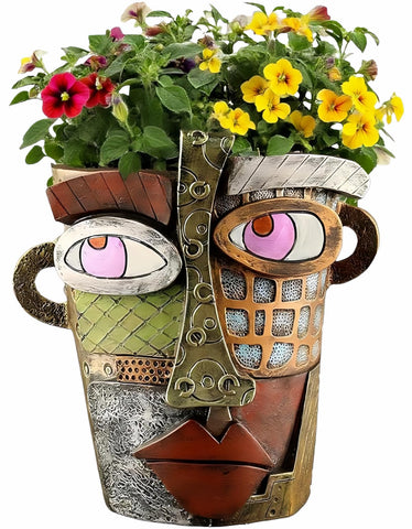 Yhupl Picasso abstract face planter with drainage holes for healthier roots