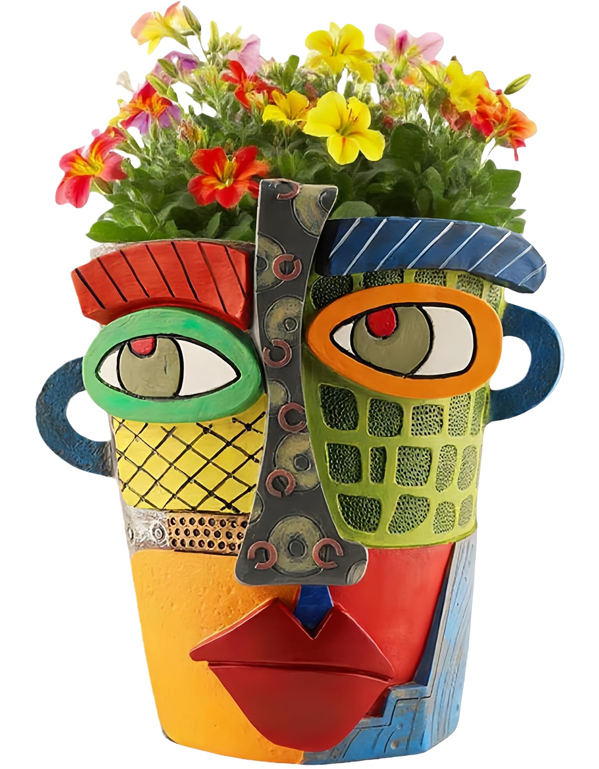 Yhupl Picasso Abstract Face Pot, bold modern indoor decor focal point.
