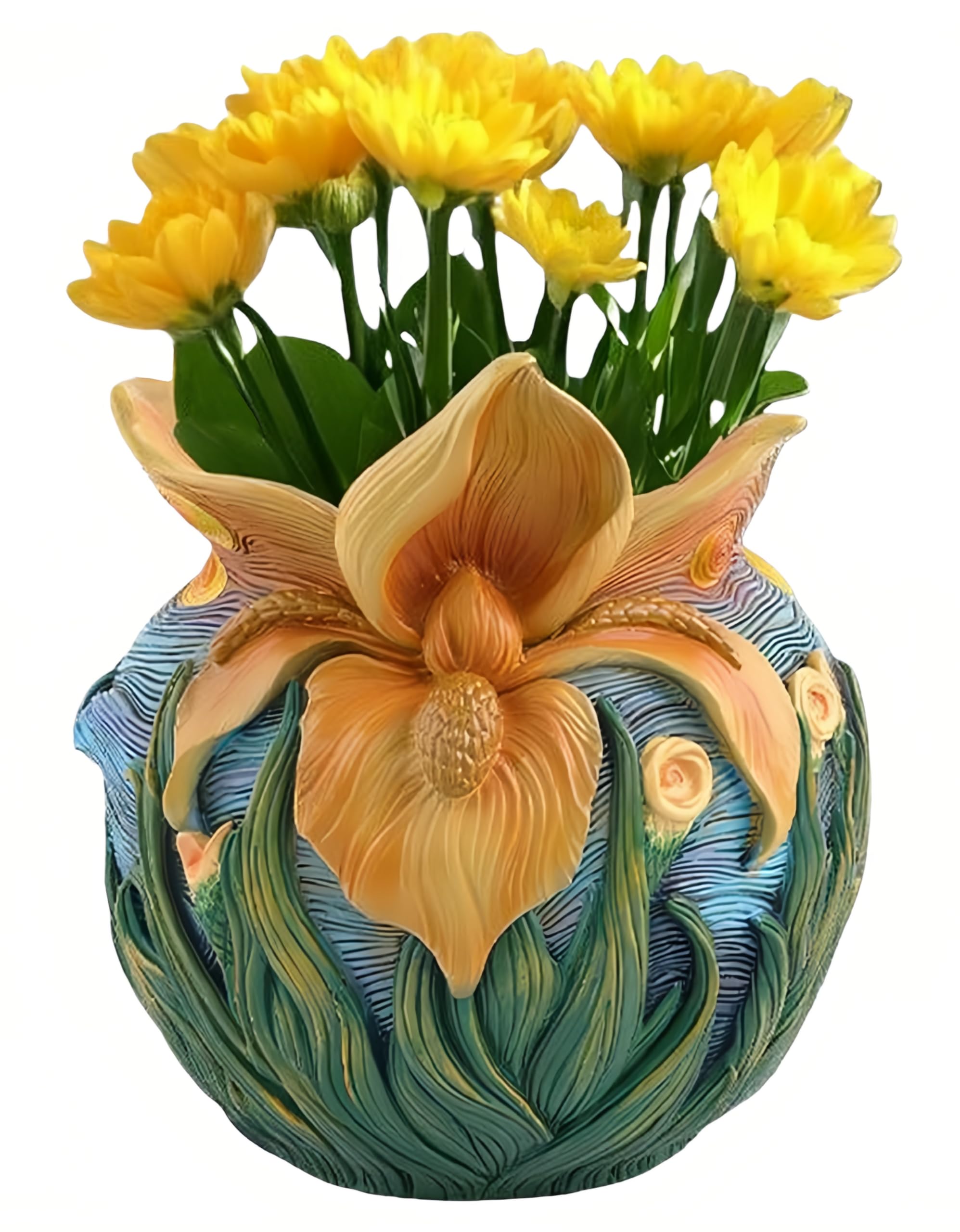 Yhupl Starry Night planter front view elevates living room decor with bold artistry